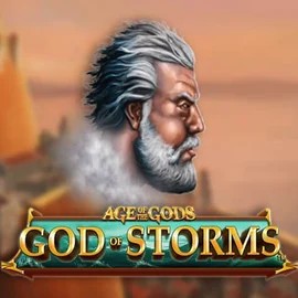 Age Of The Gods: God of Storms online game logo by Playtech on nyxbetscasino.eu