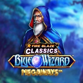 Fire Blaze Blue Wizard Megaways slot logo by Rarestone Gaming at Nyxbets Casino