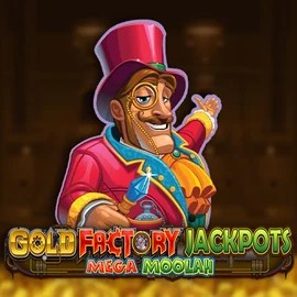 Gold Factory Jackpots Mega Moolah slot visual from Aurum Signature Studios available on nyxbetscasino.eu